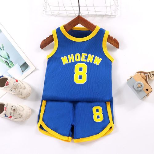 product_image_name-Generic-Kids Basketball Jersey & Shorts Set – Blue & Yellow-1