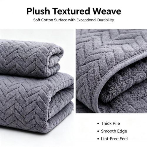 Generic 2pcs Facial Towels+Bath Towels Soft Towel-dark grey - image 3