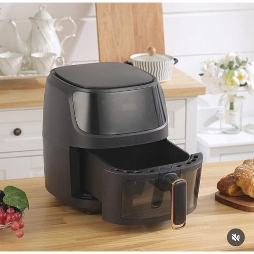 product_image_name-minMAX-New 8L Extra Large Capacity Visible Glass Window Airfryer with Smart Digital Control Touch Display Model – 2400W and Nonstick Basket  - Black-4