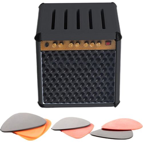product_image_name-Generic-Guitar pick storage box with five colored picks, retro speaker guitar pick holder, portable guitar pick holder.-4