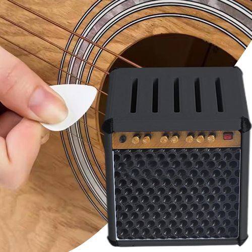 product_image_name-Generic-Guitar pick storage box with five colored picks, retro speaker guitar pick holder, portable guitar pick holder.-5