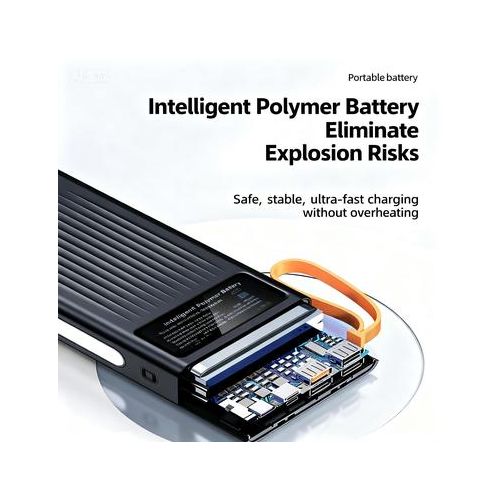 product_image_name-Generic-Ranvic 30000mAh Fast Charging PowerBank Batteries externes with LED Flashlight & Built-in 4 Cables 6-Device Fast Charge Perfect for Travel & Emergency Essential - Black-4