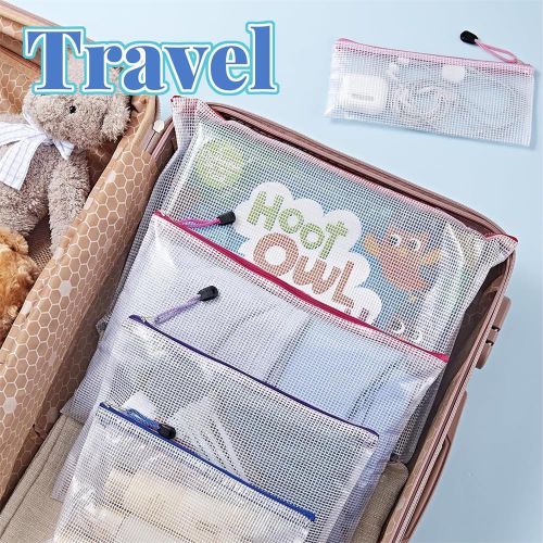 Generic Lot de 18 Pochettes Documents à Zip en Maille, Sachets Plastique Transparents Multi Tailles pour Fournitures Scolaires - image 5