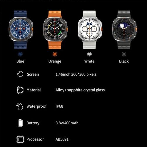 Generic DT WATCH ULTRA Smartwatch IP68 Bluetooth Call-White - image 3
