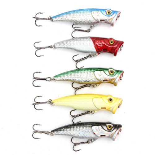 Shop Generic 5pcs Topwater Hard Popper Tackle Hooks Bass Sea Swim