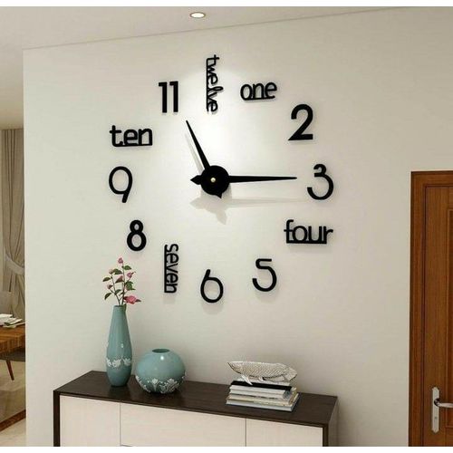 product_image_name-Generic-3D Acrylic Wall Clock, DIY Art Clock for Living Room and Bedroom, Personalized Wall Sticker Clock-Black-1