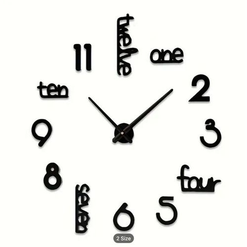 product_image_name-Generic-3D Acrylic Wall Clock, DIY Art Clock for Living Room and Bedroom, Personalized Wall Sticker Clock-Black-6