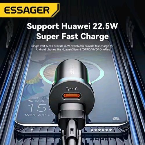 product_image_name-ESSAGER-Black Modern PD30W Dual-Port Mini Car Charger-4