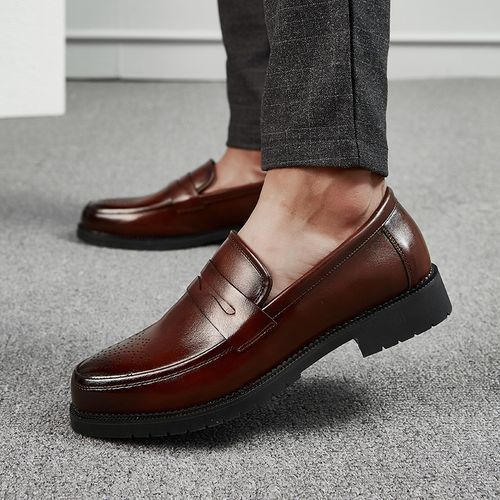 Shop Mens Big Size Leather Loafers 38-46 - Brown Online | Jumia Ghana