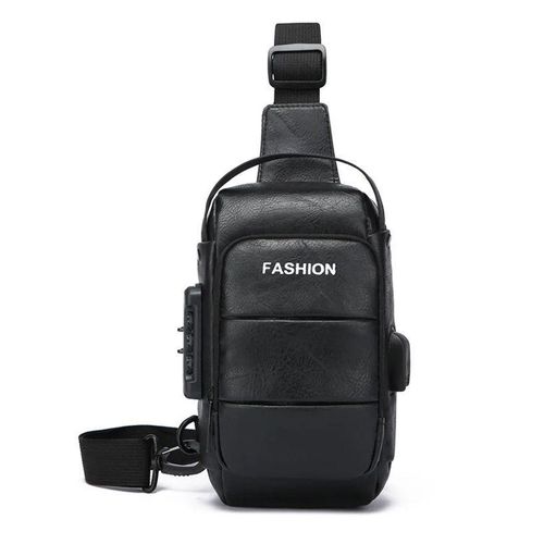 Fashion Value Jet Leather Chest Bag - Black - image 2