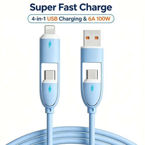 Generic 4-in-1 Multi Type Convertible Fast Charging Cable 100W PD Liquid Silicone Data Cord