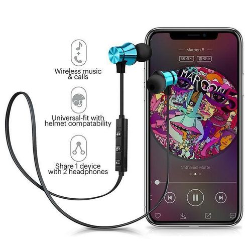 product_image_name-White Label-Neckband Wireless Bluetooth Earphone - Blue/Black-2