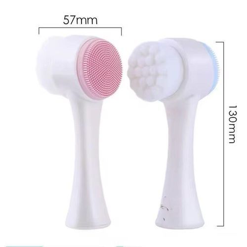 product_image_name-Generic-3D Silicone Facial Cleansing Brush Manual Massage Facial Cleaner Brush Soft Bristles Exfoliator Double Sided Face Wash Brushes-Pink - Pink-1