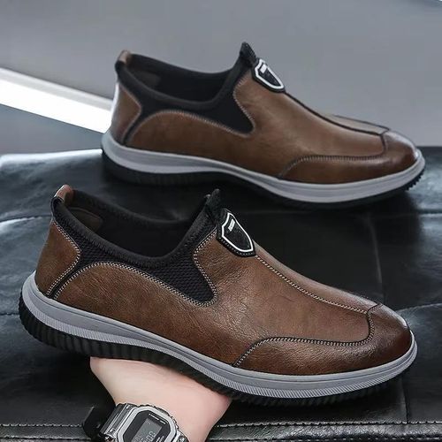 product_image_name-KANGERDUN-Men's casual leather shoes, round toe, EVA insole, non-slip walking shoes-5
