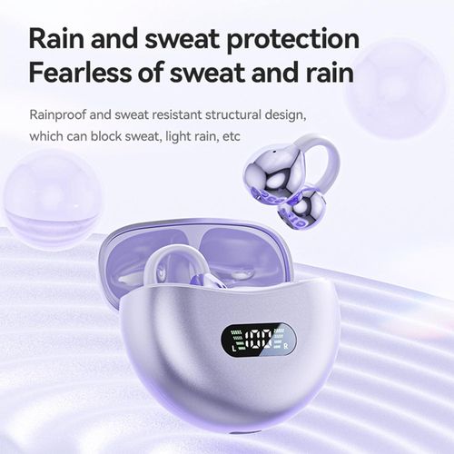 product_image_name-Generic-Ear-Clip Wireless Bluetooth 5.4 Earbuds – Sports Silicone Earphone – Noise Reduction – LED Power Display –  Purple-5