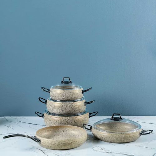 product_image_name-Kola-9pcs Granite Cookware Set  - Beige-2