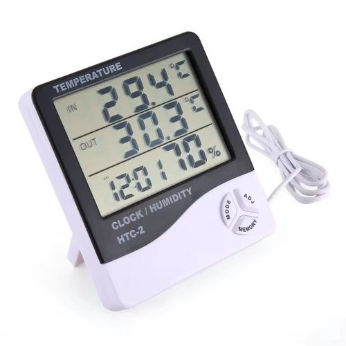 product_image_name-Generic-HTC-2 Liquid crystal electronic digital temperature and humidity meter, household electronic temperature and humidity meter with clock, weather station-3