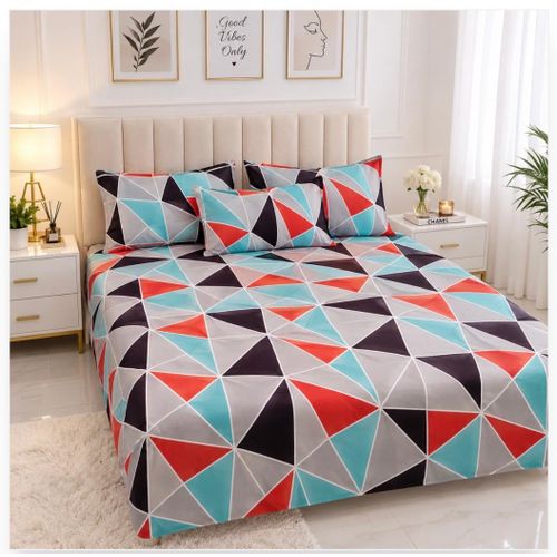 Spice Bedsheets Kingsize-3 Pillow Cases 1 Bedsheet-Multicolor
