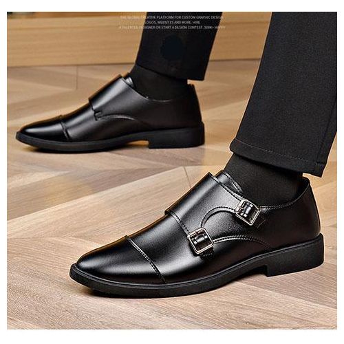 product_image_name-Fashion-Men's Business Casual Official Glossy Slip-On Shoes – Black-2