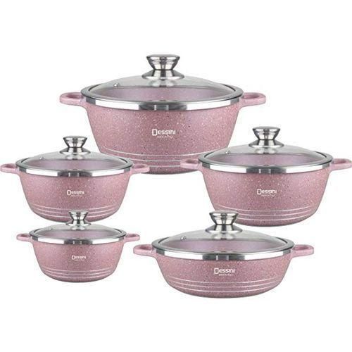 White Label Non-Stick Cookware Set - 10 Pieces - Pink