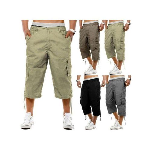 Mens 3/4 Shorts Elasticated Waist Cargo Combat Long Length Three Quarter  Pants