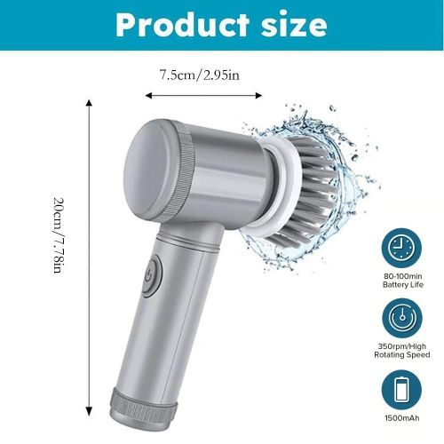 Generic 6Replaceable  Heads Cleaning brush, Electric Cleaning Brush Cordless Shower,Multi-purpose Cordless Rechargeable Spin Scrubber - image 2
