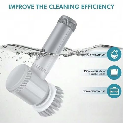 Generic 6Replaceable  Heads Cleaning brush, Electric Cleaning Brush Cordless Shower,Multi-purpose Cordless Rechargeable Spin Scrubber - image 5
