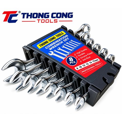 Generic 8-Piece Professional Combination Wrench Set – Anti-Rust Chrome Metric Spanners