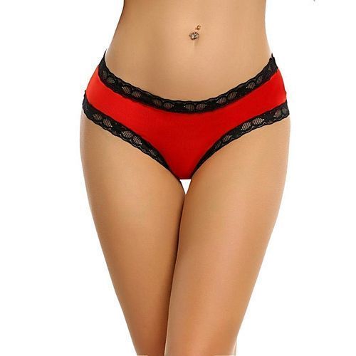 Shop Generic Women Sexy Lingerie Lace-trimmed Crotchless Underwear Pant Red  Online