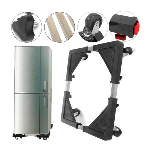 Generic Adjustable Heavy-Duty Washing Machine & Fridge Stand (Movable Base with Wheels) - Black - image 2