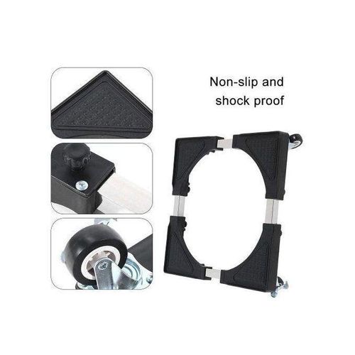 Generic Adjustable Heavy-Duty Washing Machine & Fridge Stand (Movable Base with Wheels) - Black - image 7