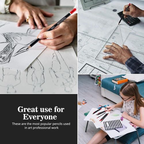 product_image_name-Generic-14-piece professional sketching pencil set (12B–6H) with eraser and pencil sharpener-7