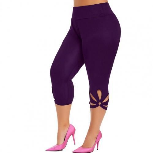 Shop Generic Plus Size Capri Pants Hollow Out Slim Sporty Women