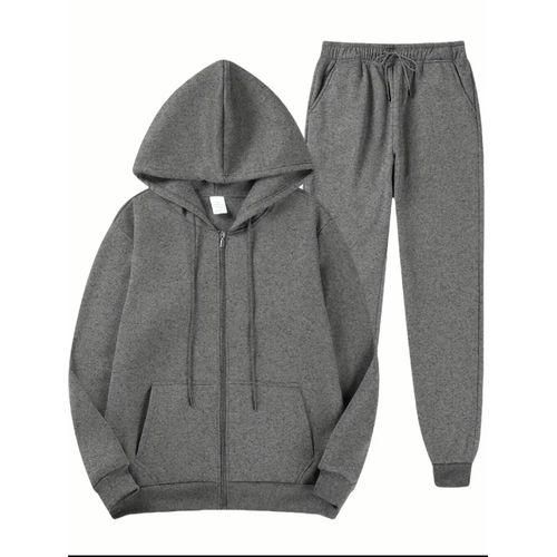 product_image_name-Generic-Unisex Zip Up Hoodie Jogger Set - Grey-1