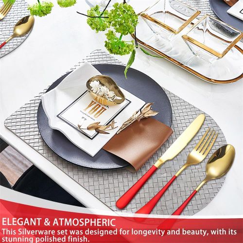 product_image_name-Generic-24PCS Stainless Steel Cutlery Set with Stand, Blue Gold-6