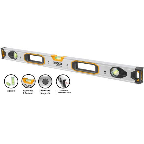 product_image_name-Ingco-HSL38080M Spirit level(With Powerful Magnets) - Grey-1