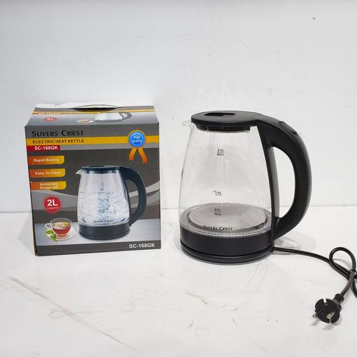 product_image_name-SLIVERS CRIEST-2.0L - Stainless Steel Glass Electric Kettle - Black-1