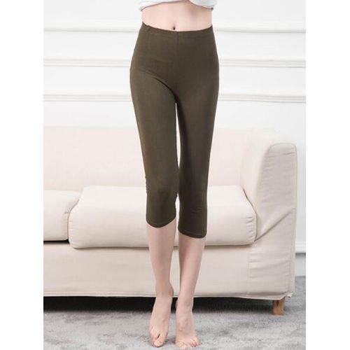 Shop Generic Women Jegging Polyester Solid Black Capris High Waist