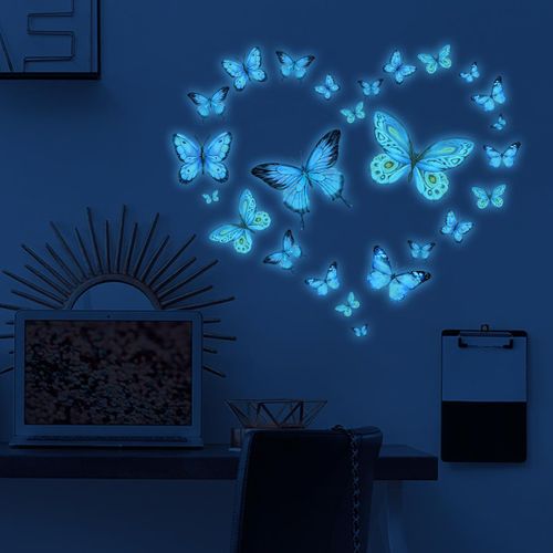product_image_name-Generic-Blue Light Butterfly Wall Decoration Luminous Wall Stickers-Suitable For Living Room Bedroom Background Decoration-1