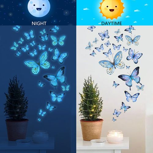 product_image_name-Generic-Blue Light Butterfly Wall Decoration Luminous Wall Stickers-Suitable For Living Room Bedroom Background Decoration-5