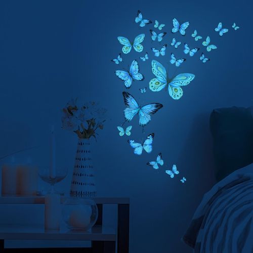 product_image_name-Generic-Blue Light Butterfly Wall Decoration Luminous Wall Stickers-Suitable For Living Room Bedroom Background Decoration-6