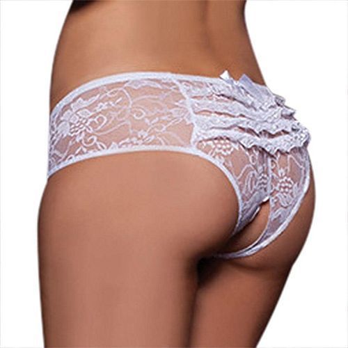 Hot Sale Women Sexy Lingerie Panties Lace Crotchless Lingerie Bowknot  Knickers Panties Thong G-string Transparent