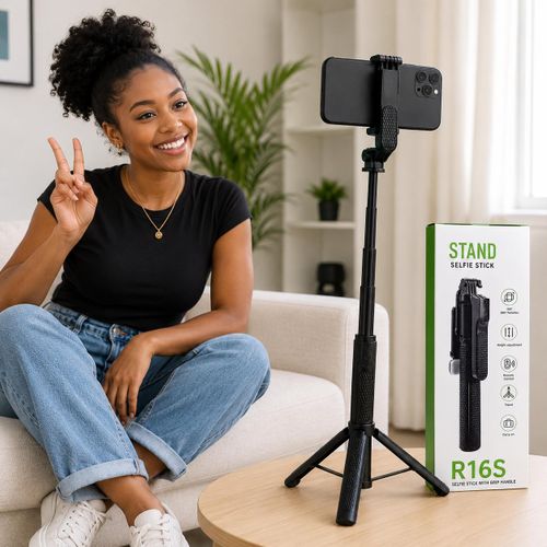 tripod Quality Selfie Stick  - Bluetooth Remote Control-  R16S - image 2