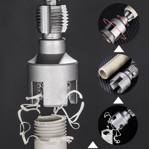 Mouniubull 2 Pcs Pvc Pipe Threader,Integrated Internal & External Pipe Threading Tool, 1/2" 3/4" Pipe Thread Cutting Tool,Dual-Function Pvc Pipe Threader Kit - image 5