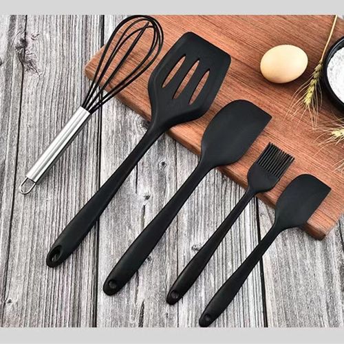 Mateamoda 5 In 1 Kitchenware Kitchen Utensils Cookware Baking Set Cooking  Scraper Whisk Brush - Black - image 3