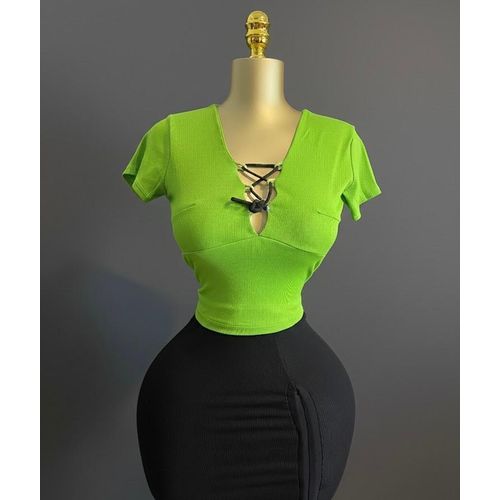 product_image_name-Generic-Women's Drawstring Chest StretchyTop - Green-3