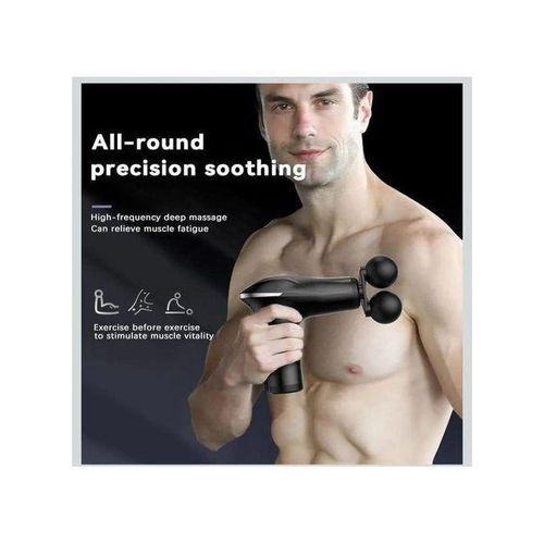 product_image_name-Generic-Handheld Neck Massage Gun, Double Heads Muscle Stimulators, Deep Tissue Massaging, Physiotherapy - Black-2
