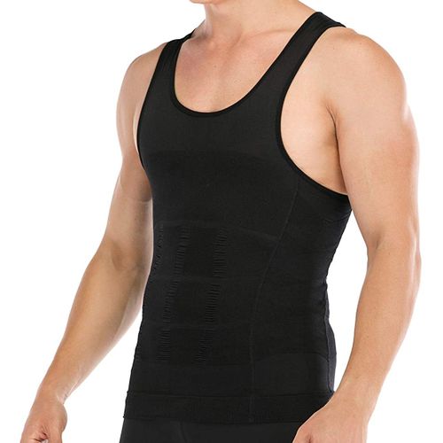 Mens Compression Shirt Slimming Body Shaper Vest to Hide Man Boobs  Shapewear Top