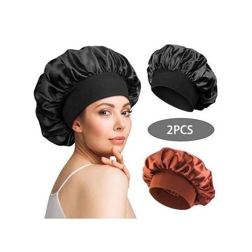 product_image_name-Generic-2PCS Wide Band Satin Hair Bonnet Sleeping Cap Hair Bonnet Satin Bonnet Silk Hair Cap-1