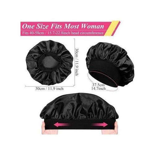 product_image_name-Generic-2PCS Wide Band Satin Hair Bonnet Sleeping Cap Hair Bonnet Satin Bonnet Silk Hair Cap-4